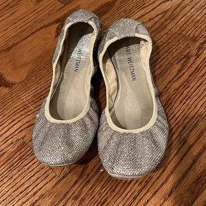 Stuart Weitzman Silver Metallic Shimmery Ballet Flats Size 9